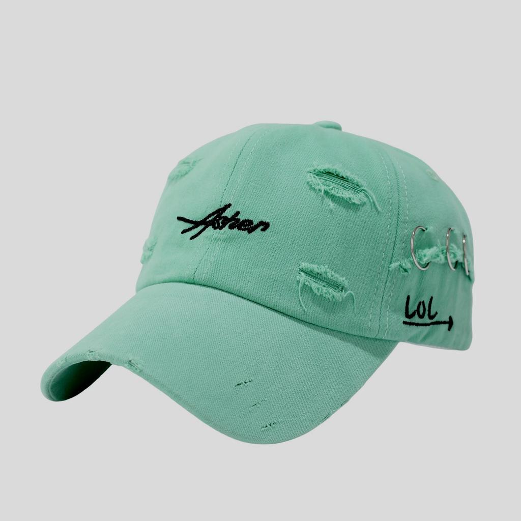 Letter Embroidered Baseball Cap Men's American Ripped Soft Top Cap Women's Summer Big Head Circumference Showing Face Small Sunscreen Cap