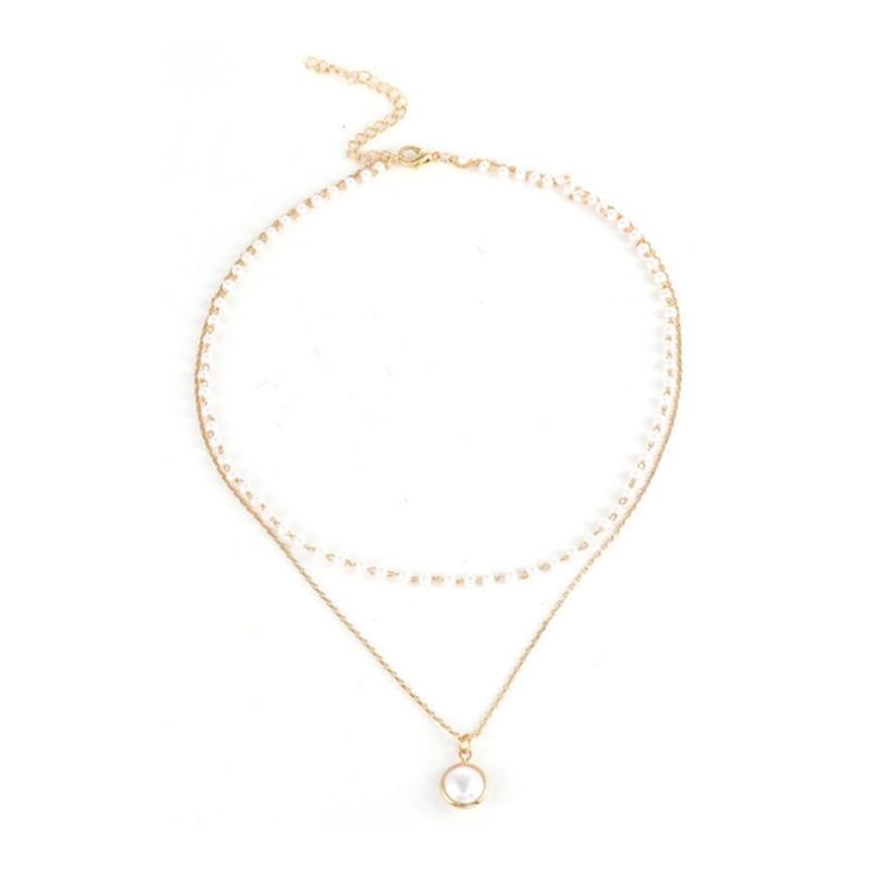

Elegant Multi Layer Imitation Pearls Pendant Necklace for Women Adjustable Length and Alloy Chain Neckpiece Jewlery 1