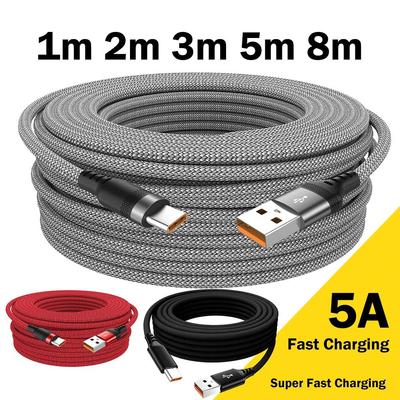 Cavo USB TYPE C Cavo di ricarica super veloce 5A per Android Cavo di estensione USB C da 3 m, 5 m e 8 m per Samsung Xiaomi Oppo Oneplus Universale