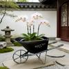 Retro Iron Planter Flower Container Wheelbarrow Flowerpot For Entrance Living Room Garden Patio Yard And Balcony Display