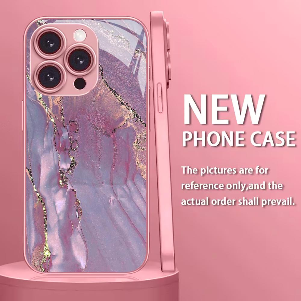Cool Pink  Phone Case High-end Phone Case Electroplated Glass TPU PhoneCase for iPhone 17 16 15 14 13 12 11pm Pro Plus