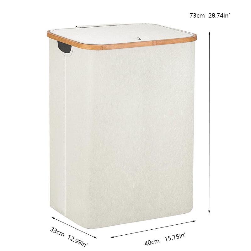 Bamboo Frame Oxford Cloth Folding Laundry Basket with Inner Bag.