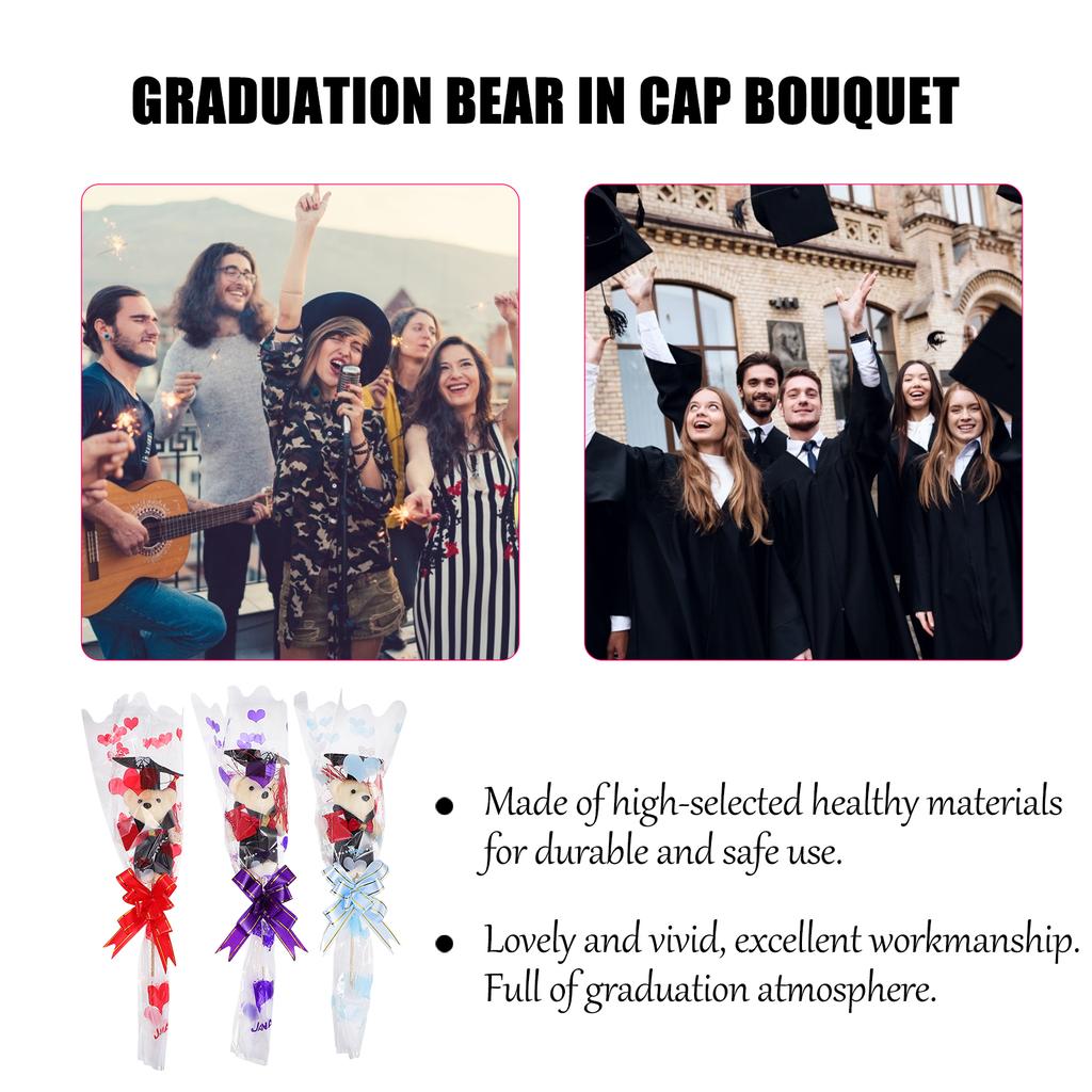 3 Stück Abschlussstrauß Absolventen Zubehör Erinnerungsgeschenke Bär Die Ornamentstatue in