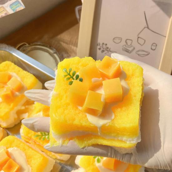 Mango Toast Slow-Rising Squeeze Toy Soft TPR Fidget for Stress Relief Realistic Food-Shaped Decompression Gadget for Kids