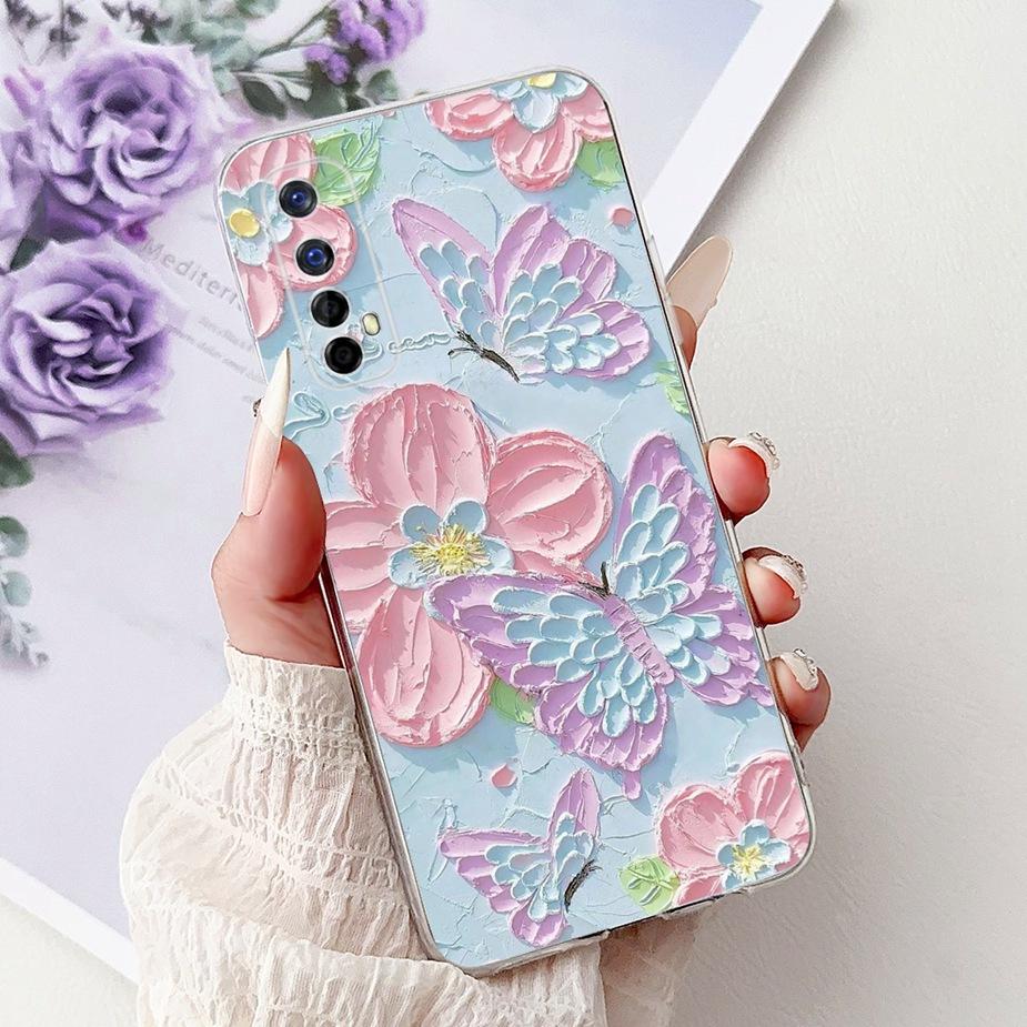 For Realme 7 5G Case RMX2111 Cute Cat Luxury Painted Cover Soft Silicone Phone Case For Realme 7 Pro Realme7 5G Back Cover Coque