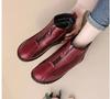 Winter Women Ankle Boots Warm Mother's Boots Flat-Bottom Comfortable Non Slip Front Zipper Closure Female Footwear