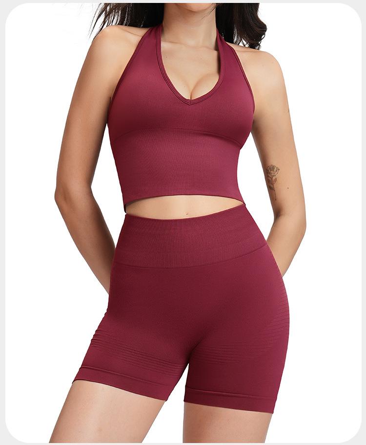 Damen Racerback Geripptes Yoga-Set: Nahtlose Taillenformende & Hüfthebende Fitnessbekleidung