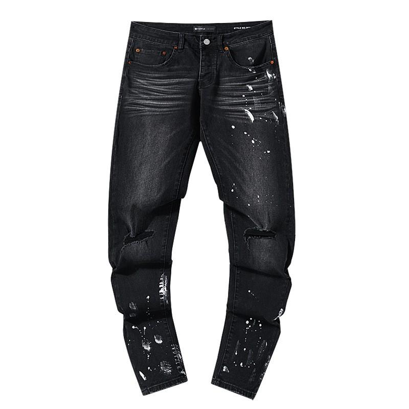 Jeans de Hombre Rectos con Parches Desgastados Estilo Vintage High Street Pantalones Casuales