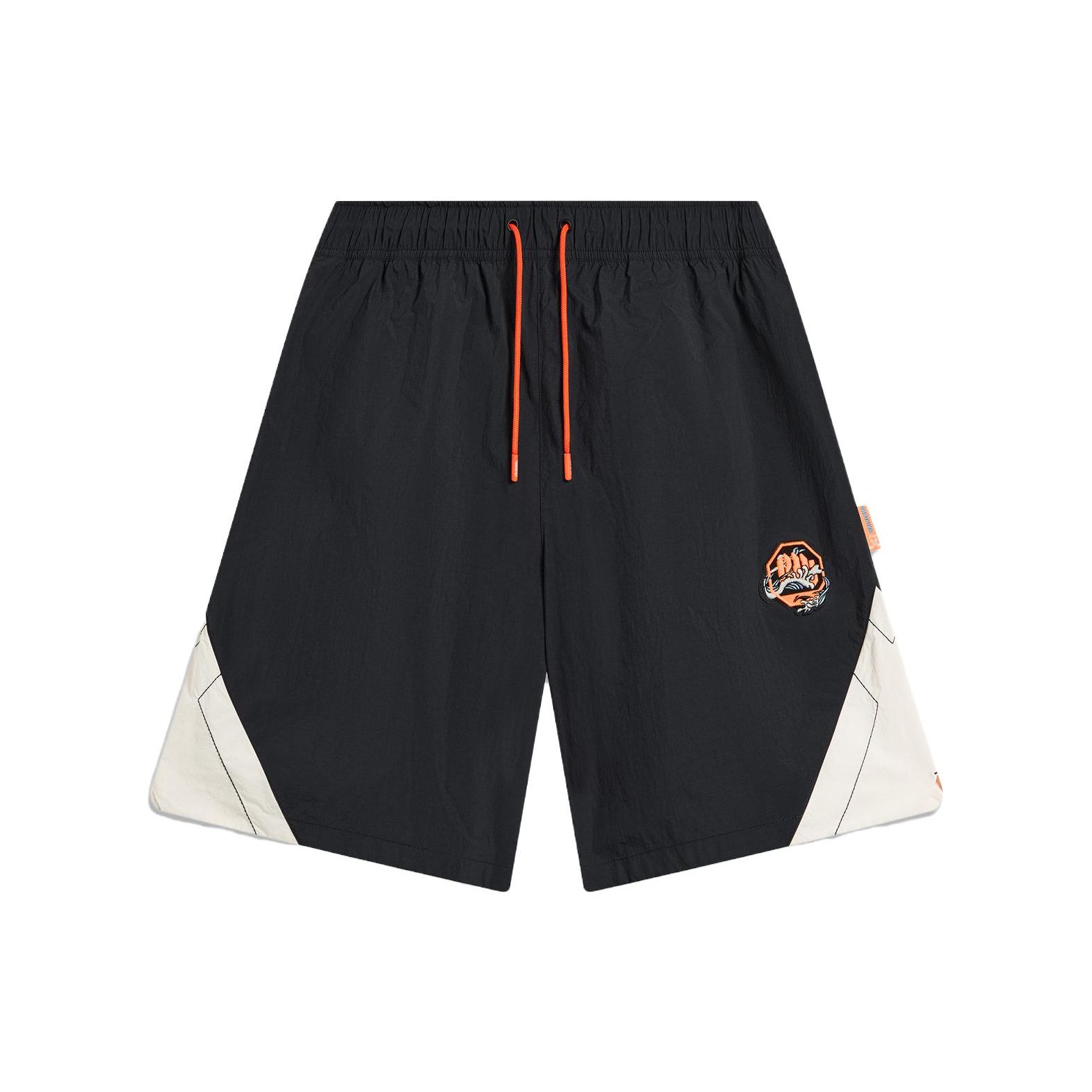 

Li Ning Badfive Сотрудничество Семь Городов Однотонные Шорты с Завышенной Талией Прямые Свободные Повседневные Мужские шорты Черный AKST833-1 S