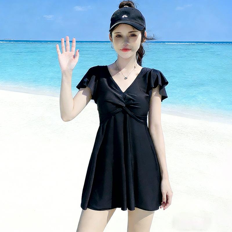 Large size swimsuit women's 1011 one-piece skirt split boxers conservative and slightly fat mm thin to cover meat hot spring loose
