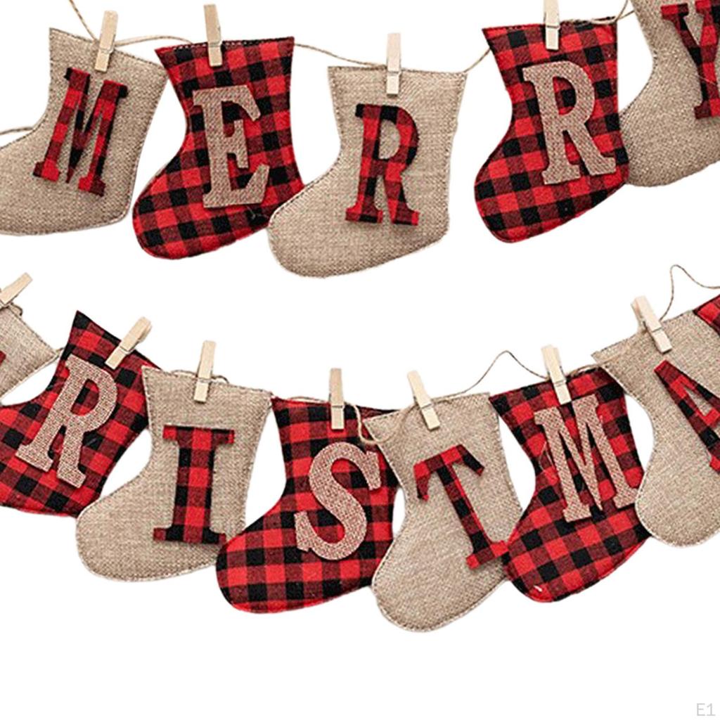 Merry Christmas Banner Unique Hanging for Outdoor Indoor Wall Fireplace