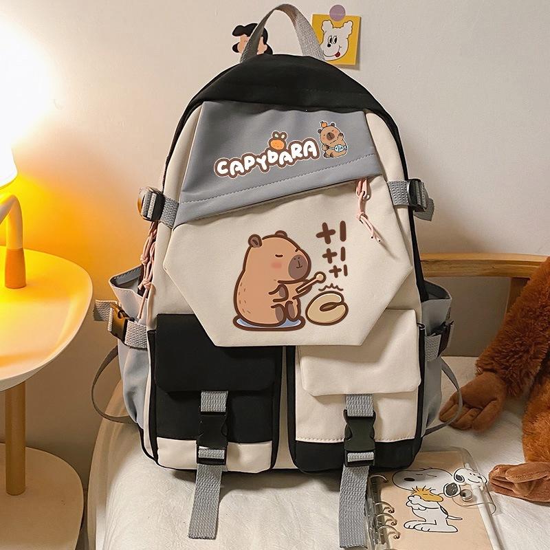 Capybara Cartoon Cute Capybara Youth Large Capacity Backpack Versatile School Bag