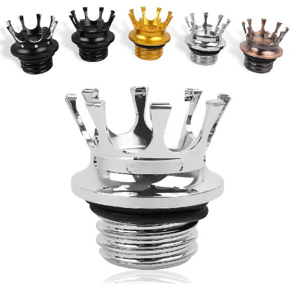 Worldmotop Motorcycle King Crown Gas Cap Fuel Tank Cover Right-Hand Thread Reservoir Aluminum Oil Cap Compatible With Harley Sportster XL 883 1200 48