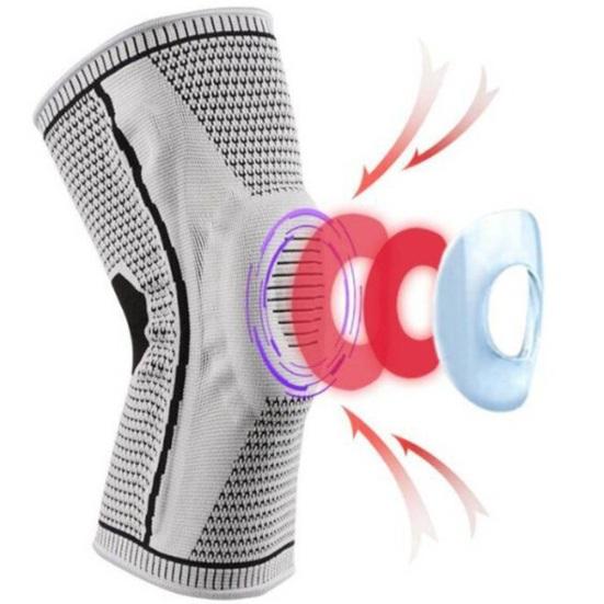 Kniebandage mit Silikon-Patellaplatte Damen Herren Sommer Meniskusriss Verletzung Erholung Gelenkschmerzen Laufen Sport Kniebandage Kompressionshülse