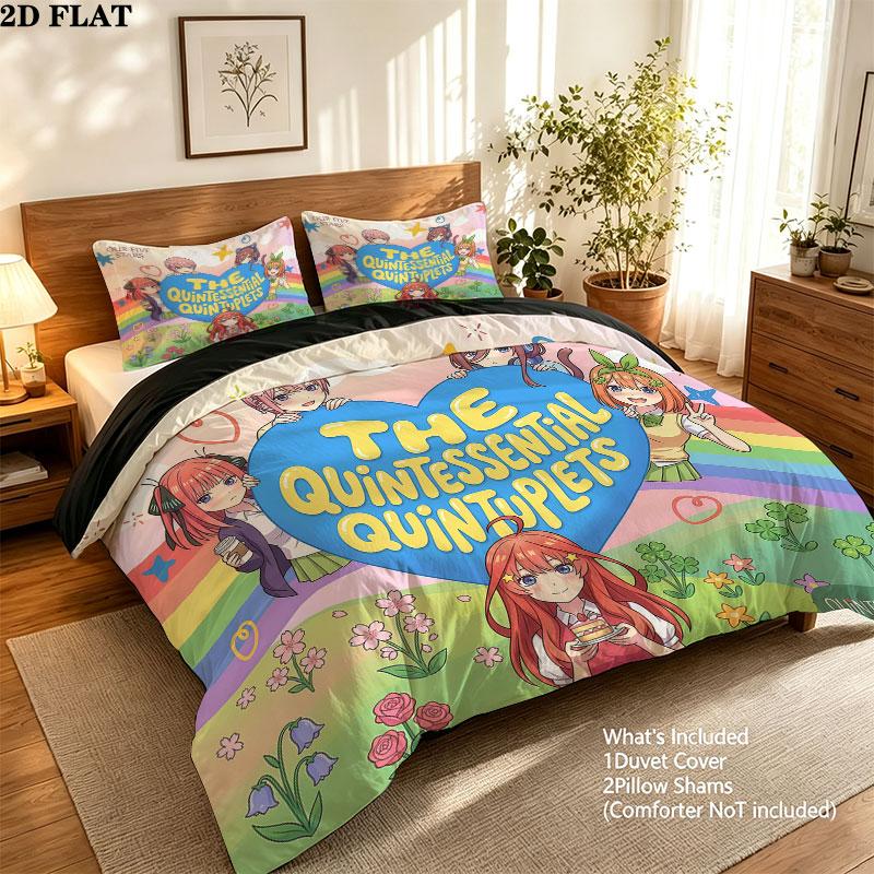 5Toubun Pattern Bedding Quilt Set Quilt Cover Pillowcase Home Birthday Gift(1 * duvet cover + 2 * pillowcase, without core)