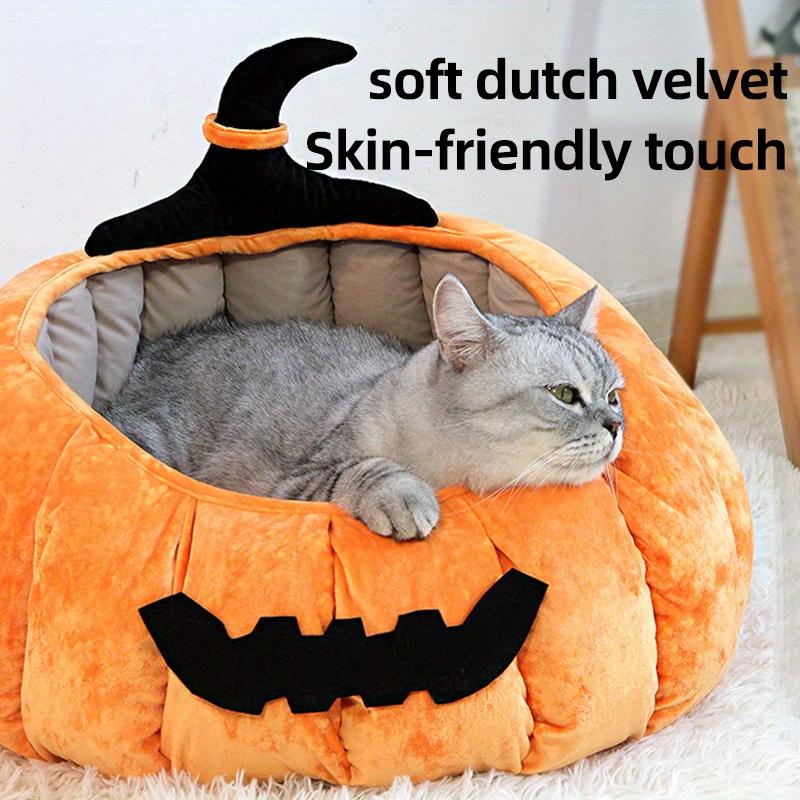 Special Halloween - Pat confortabil pentru animale de companie în formă de dovleac pentru pisici și câini, pat pentru animale de companie din burete gros