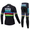Spring and summer long-sleeved cycling suit, team version, quick-drying cycling strap suit, road cycling suit.