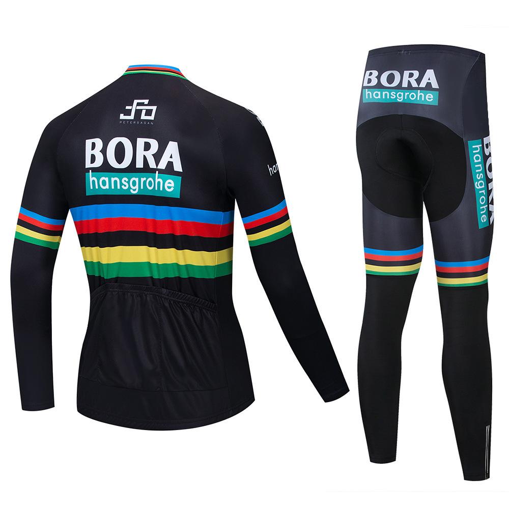 Spring and summer long-sleeved cycling suit, team version, quick-drying cycling strap suit, road cycling suit.