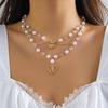Strawberry Necklace Imitation Pearl Choker Bohemia Layer Crystal Clavicle Chain Delicate Sweet Necklace for Women Girl