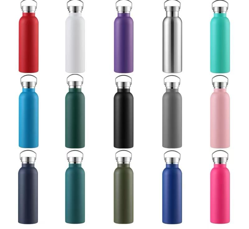 750ml Modern Stainless Steel Water Bottle Double Walled Vacuum Insulated Lid Portable Camping Eco-Friendly Promotion Gift 701-800ml