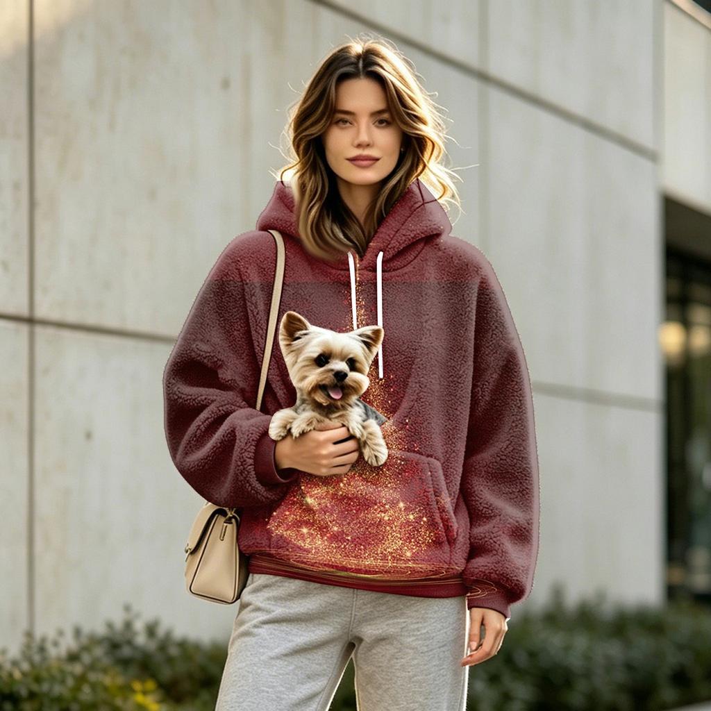 Unisex Sport-Hoodie mit Hundetasche, Langarm Pullover Sweatshirt