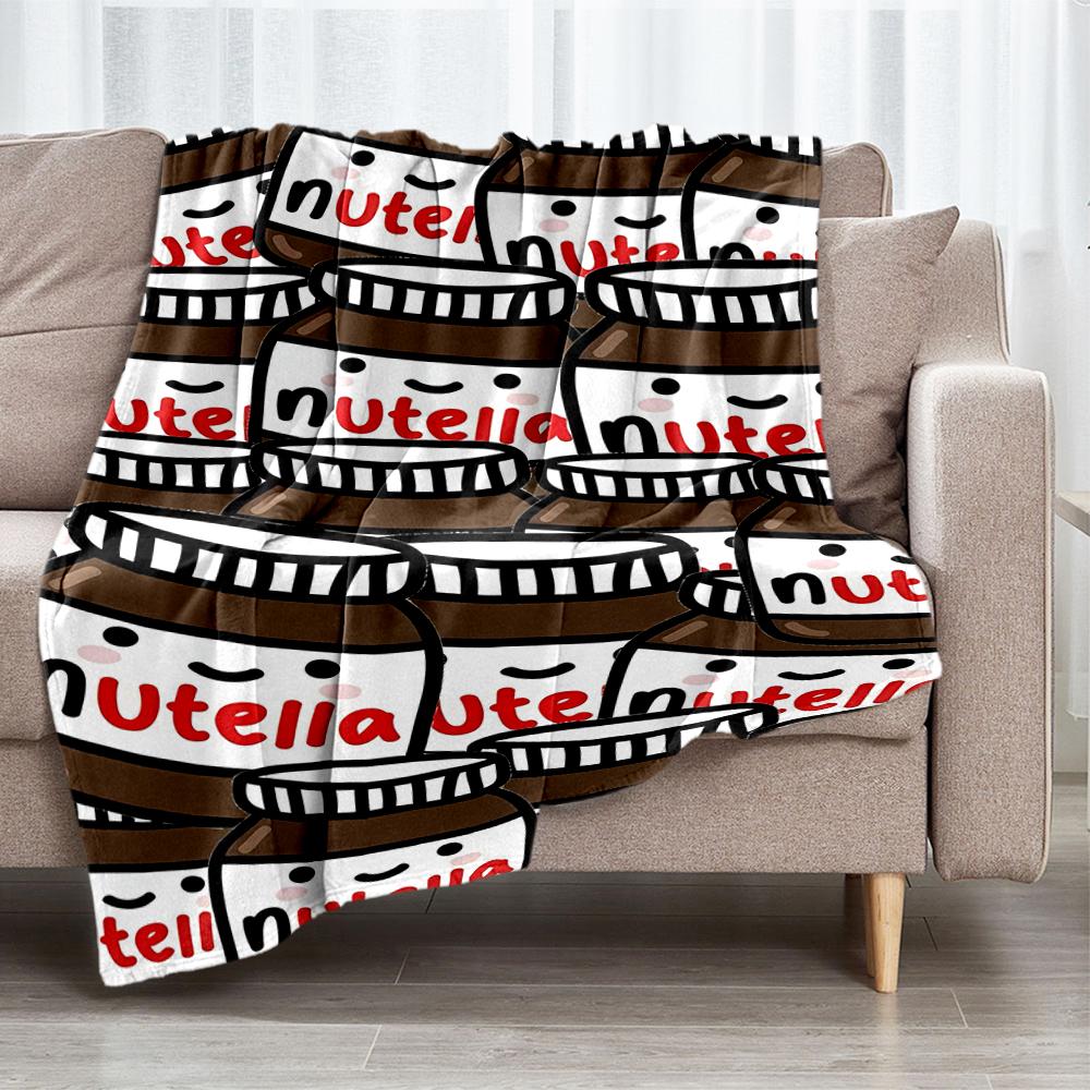 Coperta stampata a tema Nutella - Perfetta per divano, letto, viaggi e uso all'aperto | Lavabile in lavatrice, accogliente e resistente.