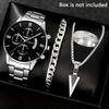 Watch Men's Set Gift Dial with Calendar Steel Belt Men's Watch Business Luminous Watch