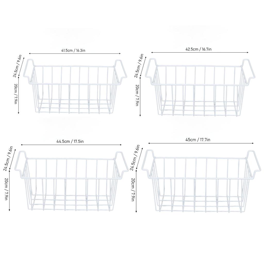 2Pcs Refrigerator Storage Basket Organizer Hanging Metal Rack with PE Coating Freezer Metal Wire Basket Kitchen Appliance