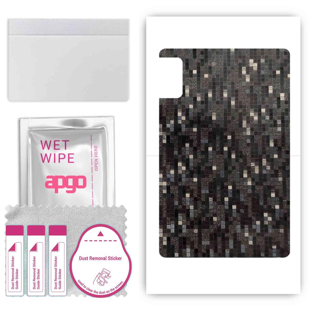 apgo Autocolant de protecție pentru spate compatibil cu ZTE Nubia Pad 3D, folie, folie, vinil - model Carbon Black Pixel
