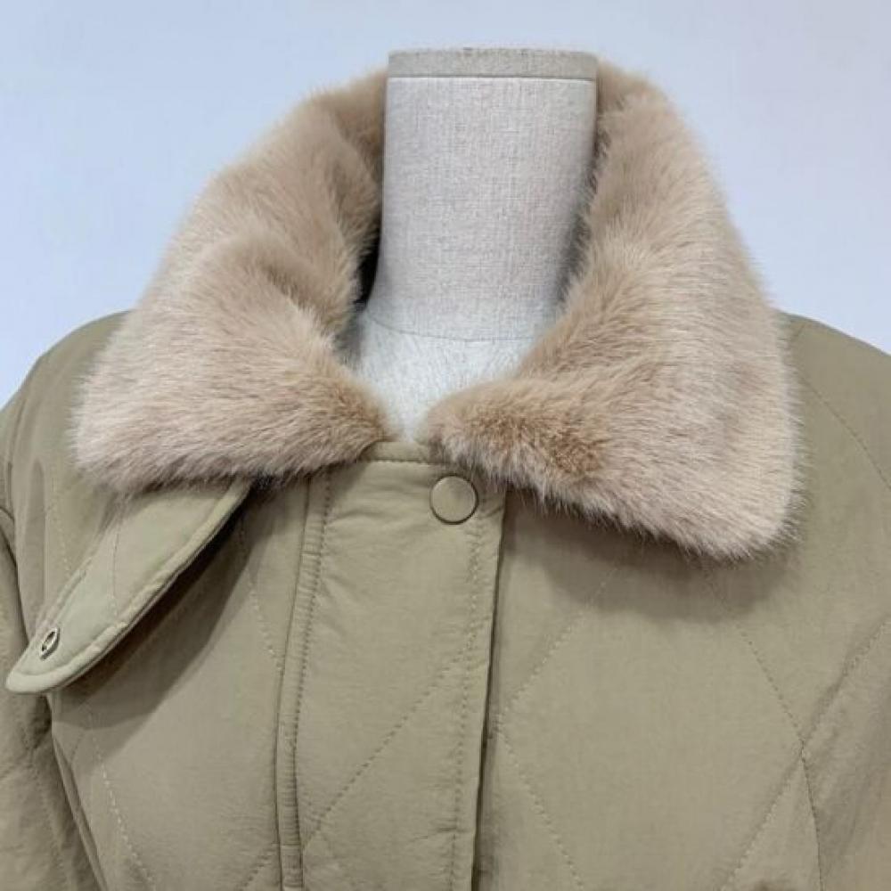 C S In The Room Hapo quiltIng mInk Fur lInIng StrIng Collar Long paddIng Coat 2C