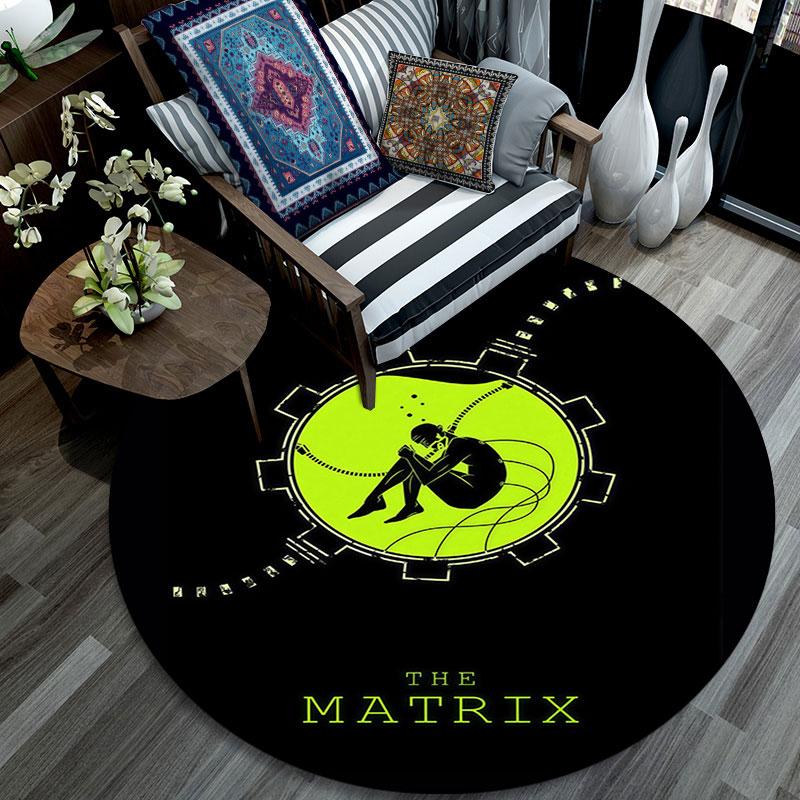 Matrix Pattern Round rug,Carpet Rug for Living Room Bedroom Playroom ,Non-slip Floor Mat,Holiday Gifts and Birthday Gifts.