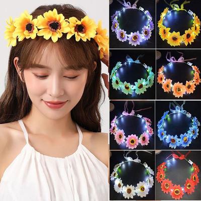 Femmes filles éclairer bandeau LED lumineuse couronne décoration de fête de noël Halloween couronne fleur
