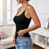 Débardeur côtelé pour femme à bretelles chaîne sans manches coupe ajustée maille stretch Camisole chemise de base d'été à superposer