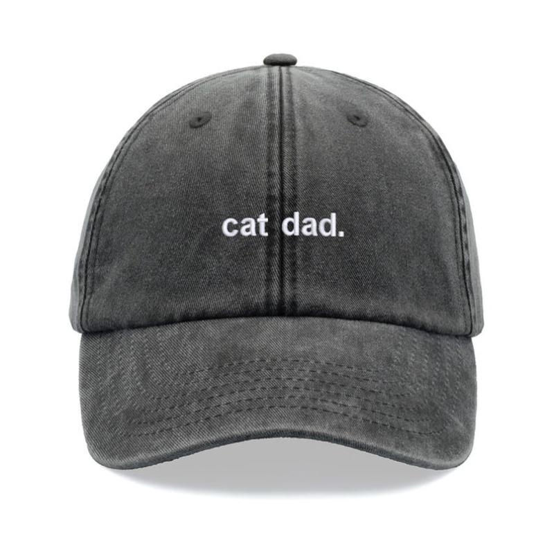 1pc "cat Dad" Retro Washed Baseball Cap Fashion Simple Leisuer Adjustable Unisex Driver Caps,suitable for Dailywear,tralve,beach
