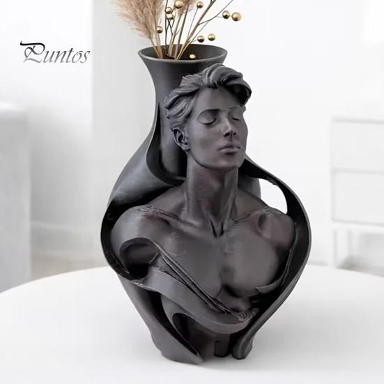 Fine Texture 3D Art Printed Human Bust Vase, Artistic Sculpture Planter for Succulents, Moisture-proof PLA Decor Matte Desktop Decor, Creative