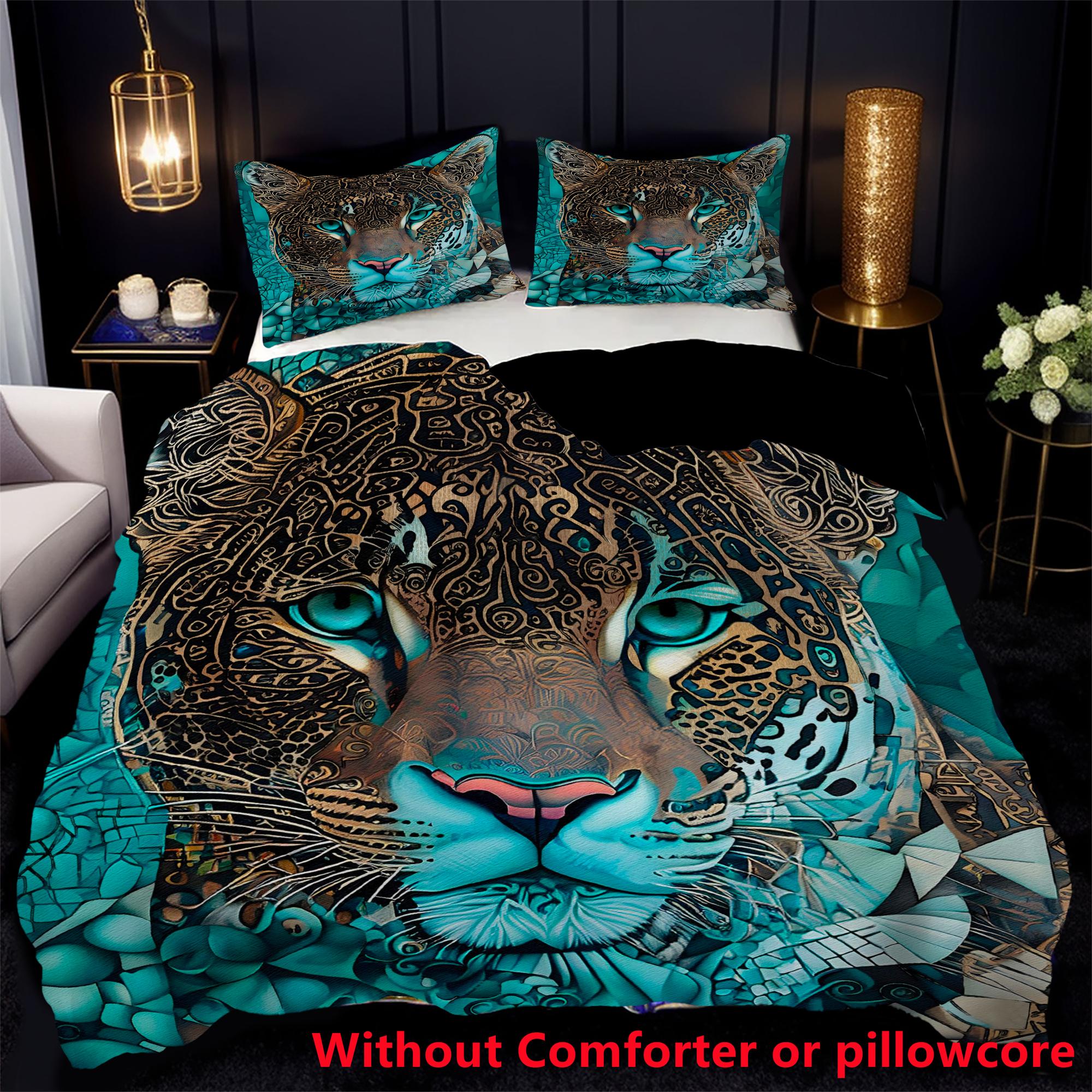 

Bohemian Leopard Pattern Polyester 3D Printed Quilt Cover Set Bedding Cover Pillowcase Luxury Animal Theme Duvet Cover Sets 135x200cm 2pcs