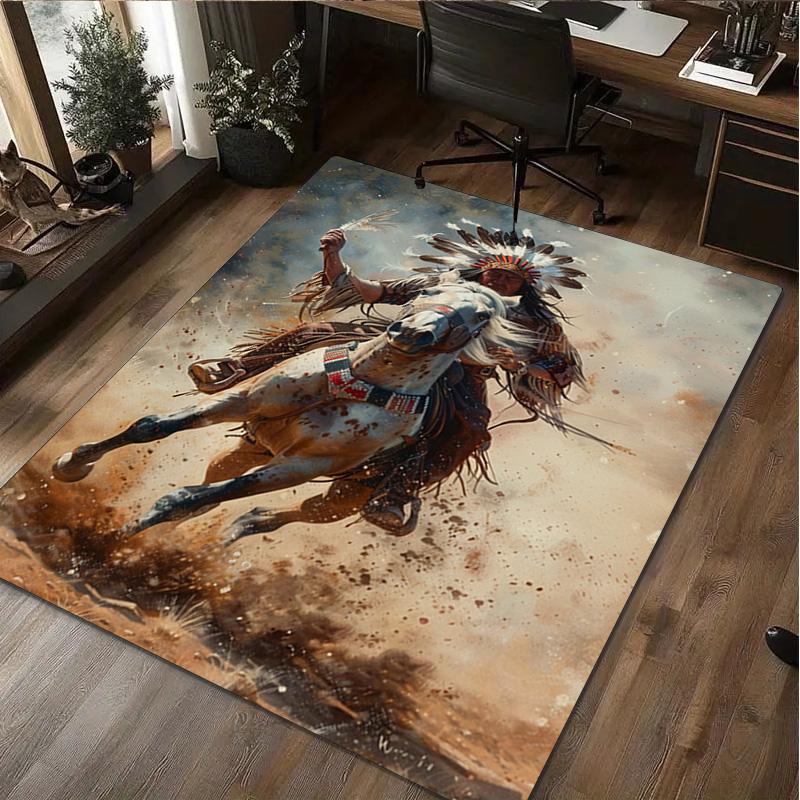 Native American Print Rug - Home Decoration Carpet For Living Room Bedroom Flooring Computer Chair Area Rug
