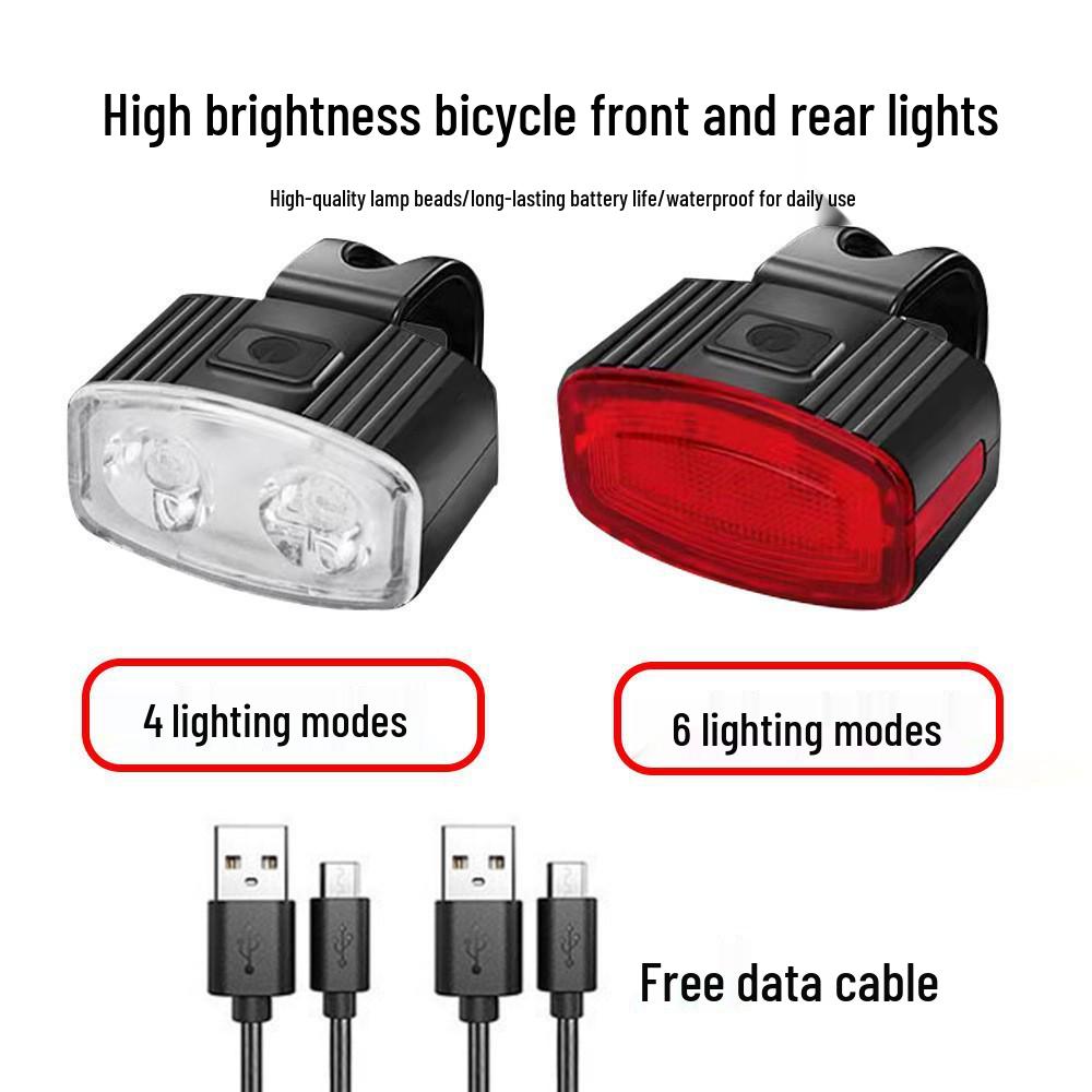 Rechargeable Waterproof Bicycle Front & Rear Light for Night Riding