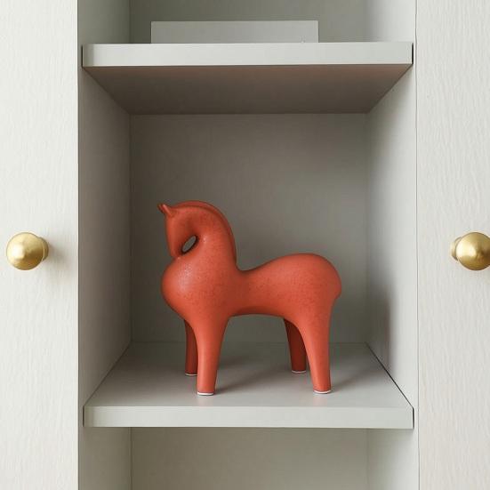 Decorazione per la Casa di Animali Contemporanea Statuetta Astratta di Cavallo in Ceramica, Statua Moderna per Ufficio Decorazione con Texture Satinata, Ornamento Scultura Artistica