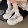 Korean version JX imitation leather letter printing big head white shoes women's 2025 spring new fashion versatile bread shoes casual shoes