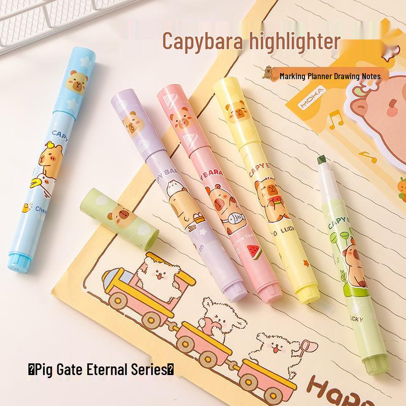 Capybara Highlighter Pen: Cute Colorful Journaling & Eye Protection Marker