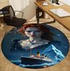 RMS Titanic Pattern Round Rug, Indoor/Outdoor Mat, for Picnic, Gameroom, Bedroom, Office, Living Room, Home Decor Carpet, Birthday Gift