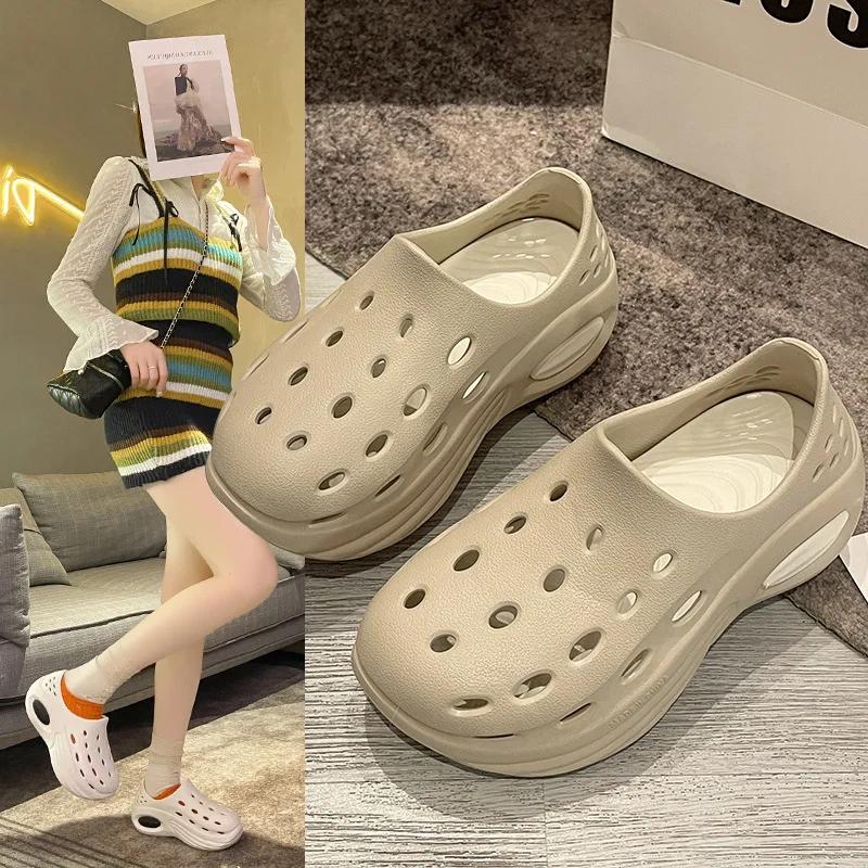 

Модные тапочки-сабо женские дырочные садовые туфли водная обувь для мужчин пляжные сандалии мягкие горки для ванной из ЭВА домашние горки 44-45 хаки