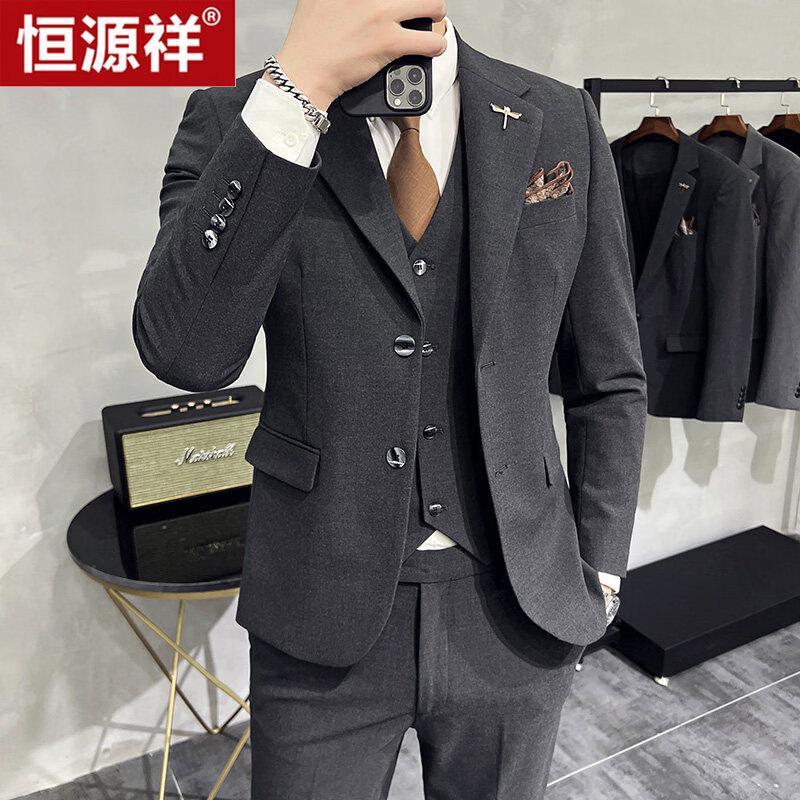 Hengyuanxiang Men s Plus Size Two-Button Suit Set M