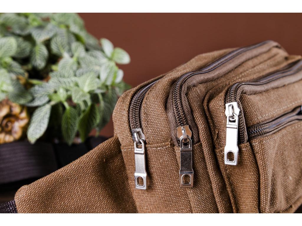 Compact Wear-Resistant Canvas Waist Bag: Multifunctional, Large Capacity, Anti-Theft, Simple Fashion