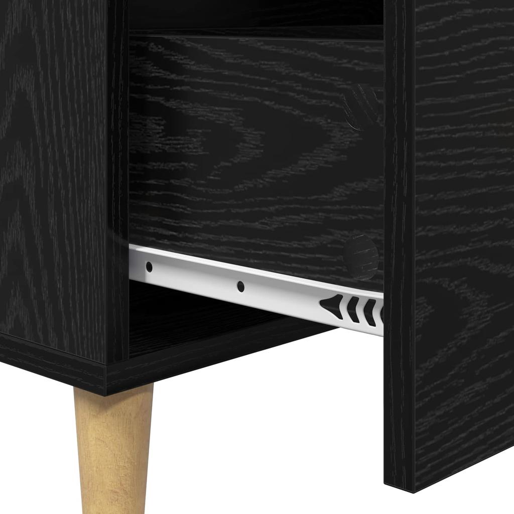 Sideboard In Black Oak Look 69.5 X 34 X 90 Cm Wood Based Material
