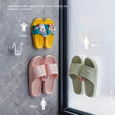 4 Stück Wandmontierte Pantoffelhalter Platzsparender Organizer mit Haken für Badezimmer Wohnzimmer Langlebiger ABS-Kunststoff Einfache Montage