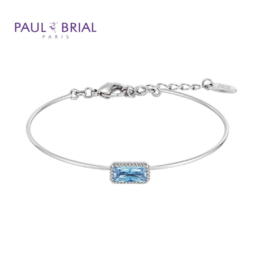 

PAULBRIAL [SILVER] PPSB001S (WG) March Aquamarine Birthstone Baguette Bracelet