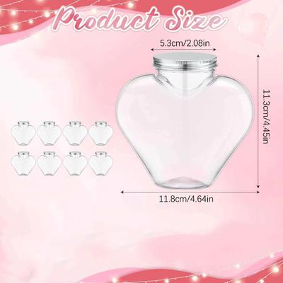 4/8Pcs Heart Shaped Clear Plastic Bottles Portable Reusable Juice Drink Water Coffee Drinking Cup Drink Bottles