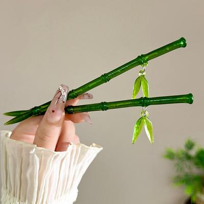 Chinese Style Hair Stick Green Hair Clip Vintage Chopstick Hairpin  for Women